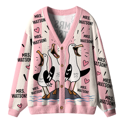 Personalized Teacher Name Seagull Teacher Ugly Cardigan Sweaters