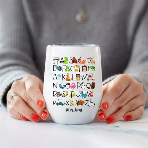Personalized Interesting  Animals Letter Wine Tumbler