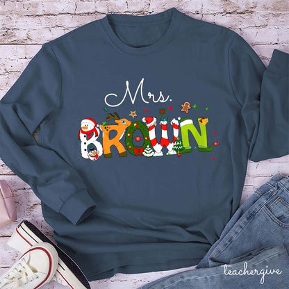 Personalized Christmas Style Teacher Long Sleeve T-Shirt