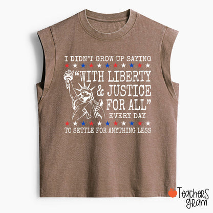 Liberty And Justice For All 4th Of July Teacher Washed Tank Top