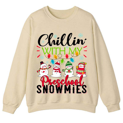 Personalized Chillin With My Snowmies Teacher Sweatshirt