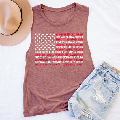 Vintage American Flag 4th Of July Teacher Tank Top