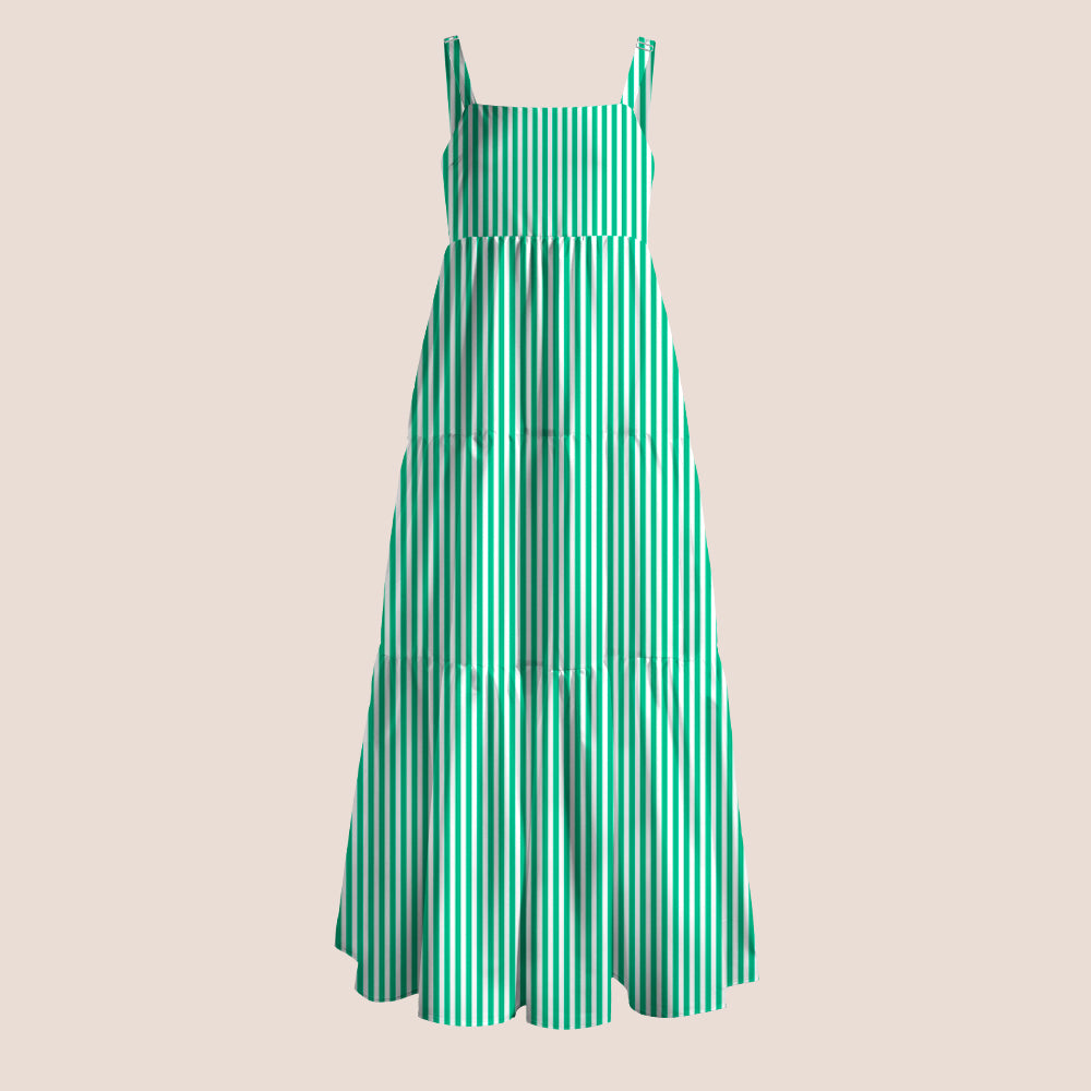 Summer Green Striped Teacher Slip Dress