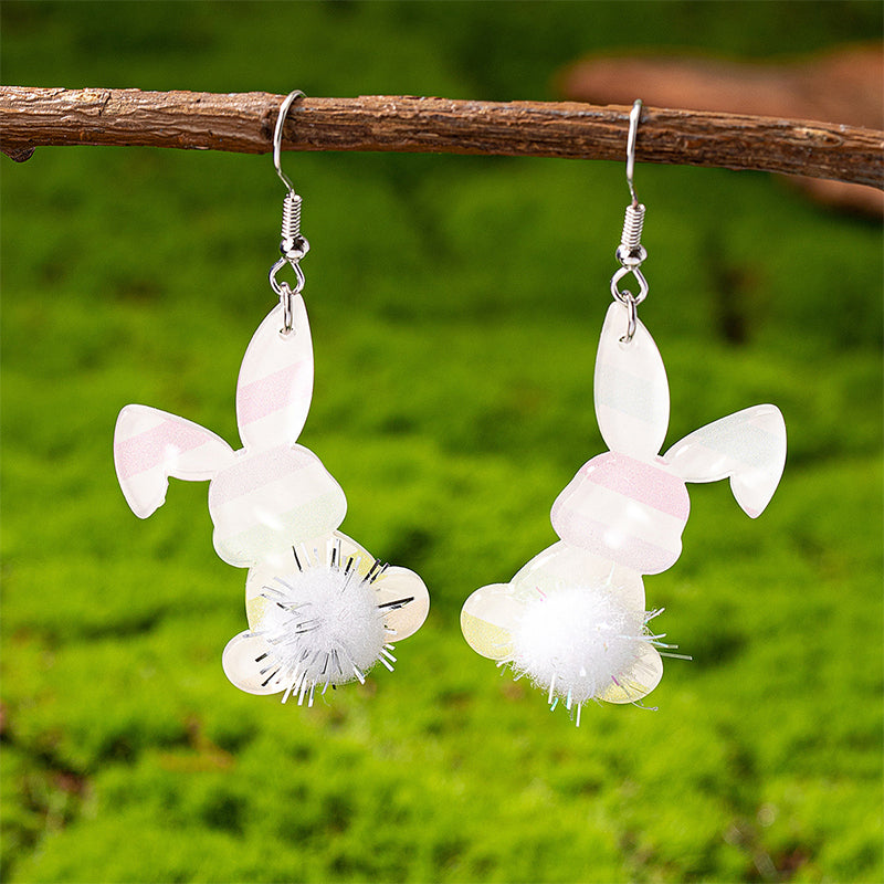 Cute Pom-pom Tail Bunny Teacher Acrylic Earrings