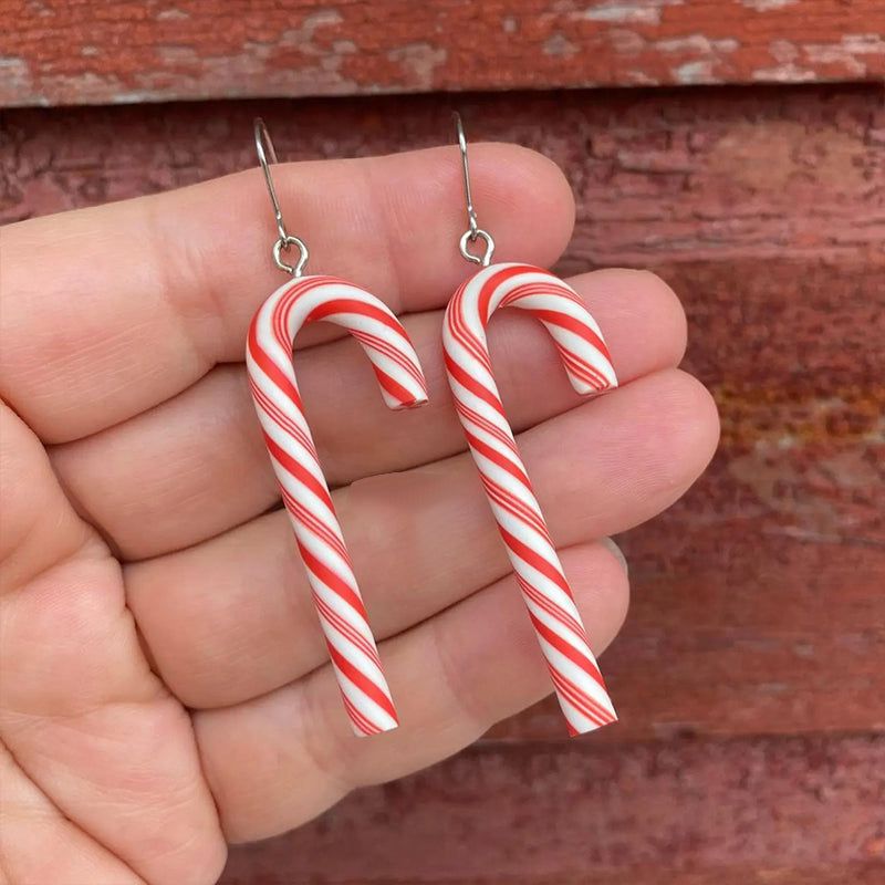 Candy Cane Polymer Clay Teacher Earrings