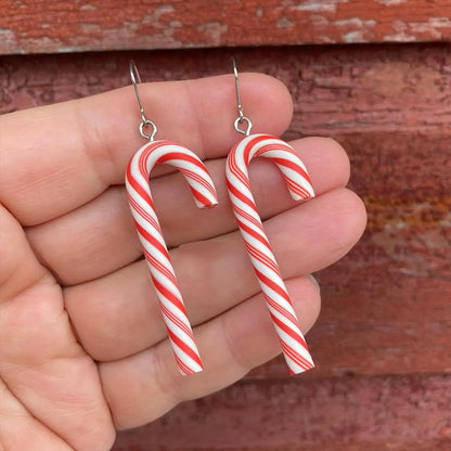 Candy Cane Polymer Clay Teacher Earrings