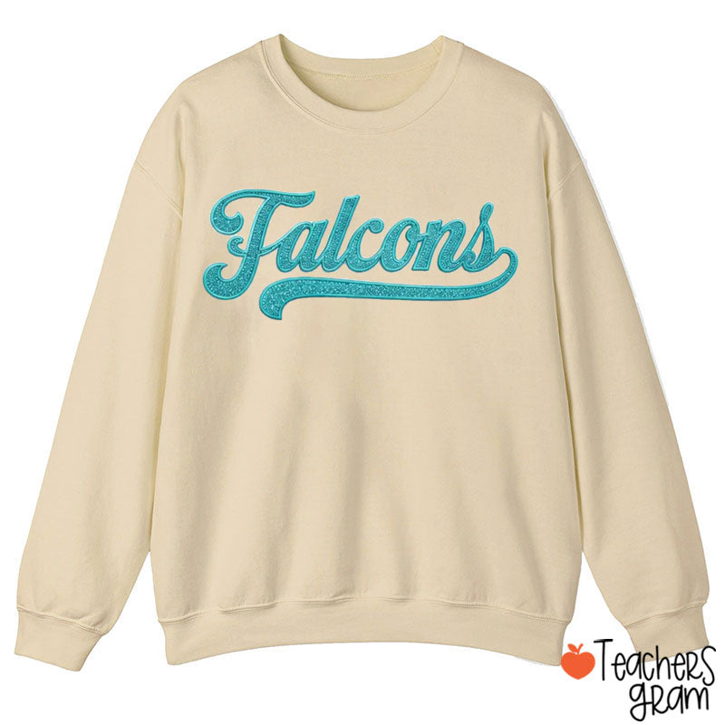 Personalized Mascot Glitter Embroidered Game Day Teacher Sweatshirt