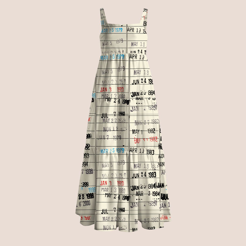 Nostalgic Date Stamp Teacher Slip Dress