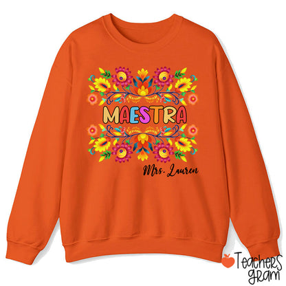 Personalized Name Maestra Teacher Sweatshirt