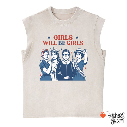 Girls Will Be Girls Teacher Washed Tank Top