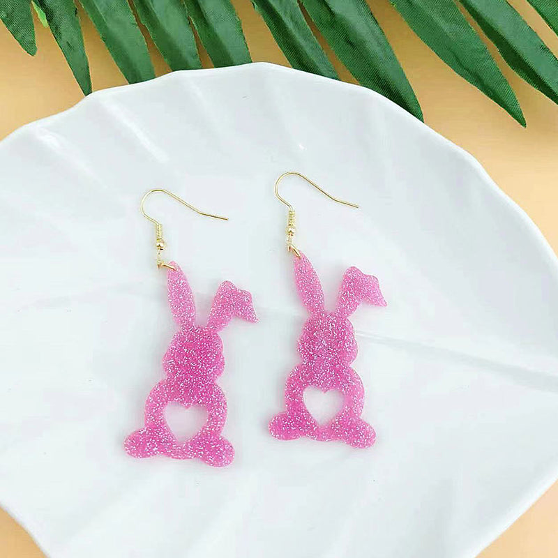 Hollow Heart Rabbit Teacher Acrylic Earrings