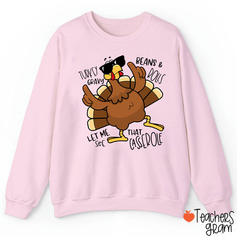 Turkey Gravy Beans Rolls Thanksgiving  Teacher Sweatshirt