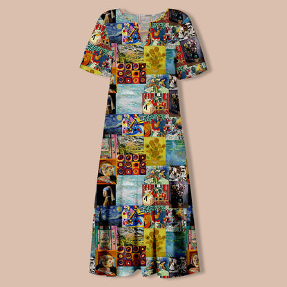 Falling Into The Ocean Of Art Teacher V-Neck Long Dress