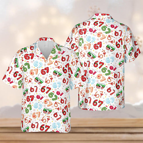Funny 67 Christmas Hawaiian Teacher Short Sleeve Shirt