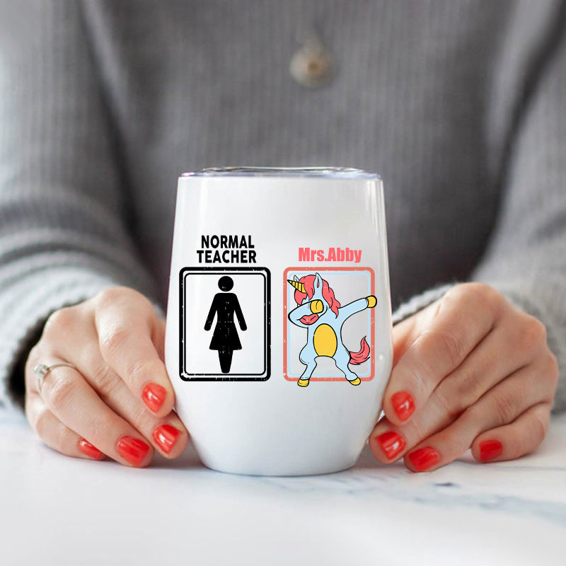 Personalized Unicorn Funny Teacher Wine Tumbler
