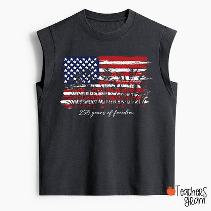 Land Of The Free Home Of The Brave Teacher Washed Tank Top