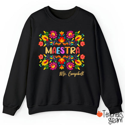 Personalized Name Maestra Teacher Sweatshirt