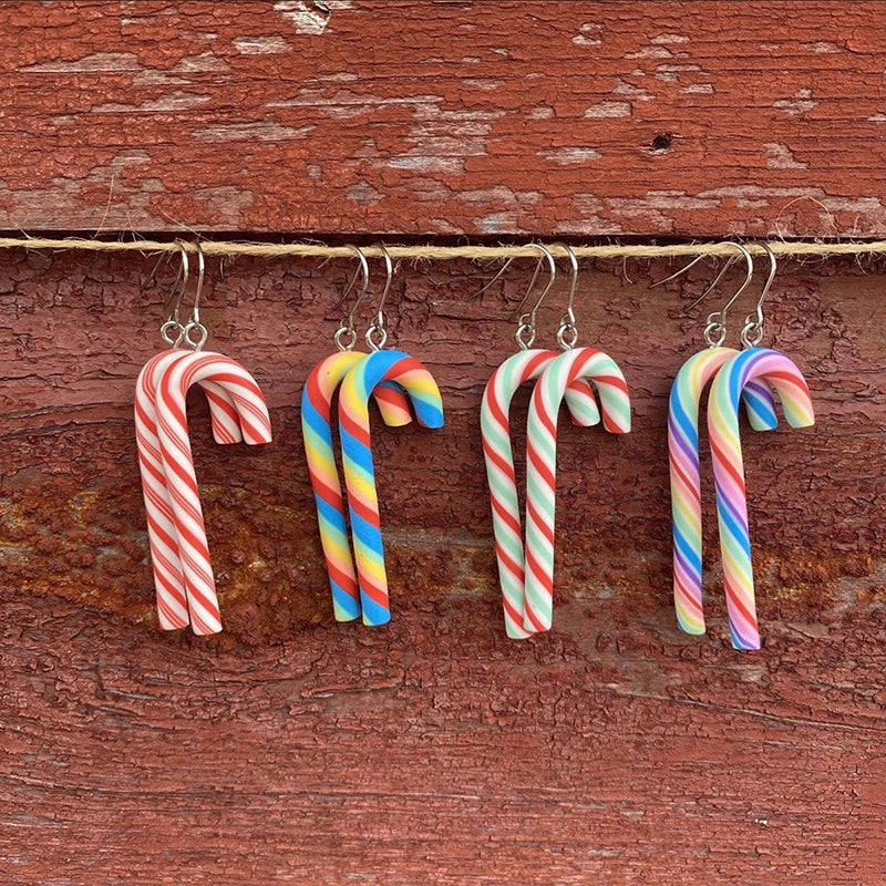Candy Cane Polymer Clay Teacher Earrings