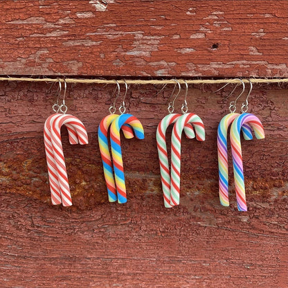 Candy Cane Polymer Clay Teacher Earrings