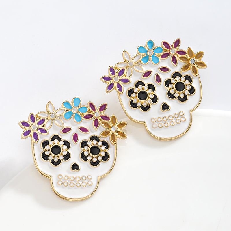Día De Los Muertos Calaveras De Azúcar Teacher Metal Earrings