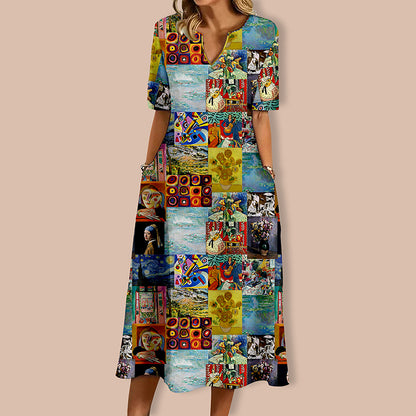 Falling Into The Ocean Of Art Teacher V-Neck Long Dress