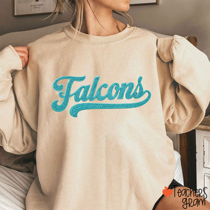 Personalized Mascot Glitter Embroidered Game Day Teacher Sweatshirt