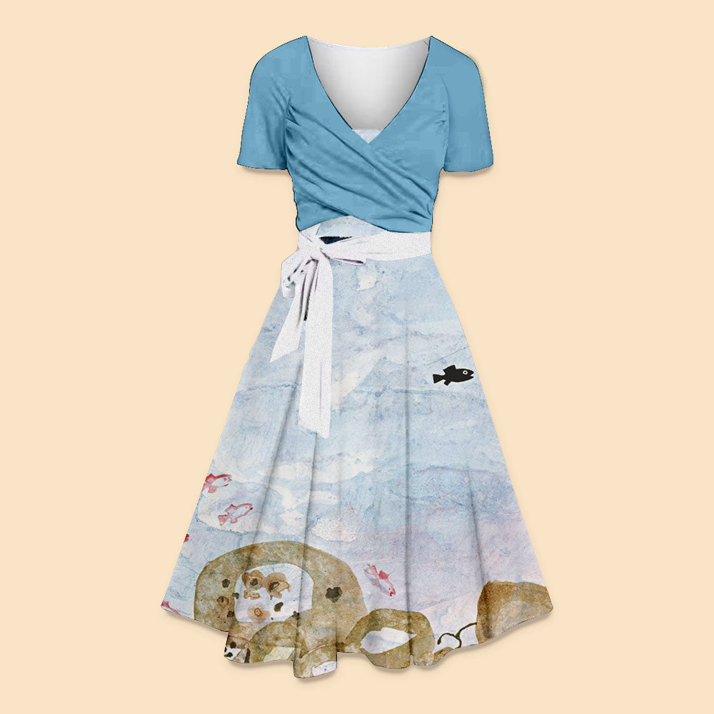 Swimmy The Little Black Fish Teacher Suspender Long Skirt Top Suit