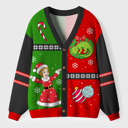 Merry Christmas Cartoon Characters Teacher Ugly Cardigan Sweaters