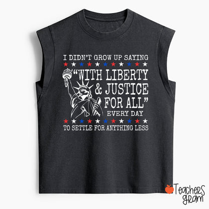 Liberty And Justice For All 4th Of July Teacher Washed Tank Top