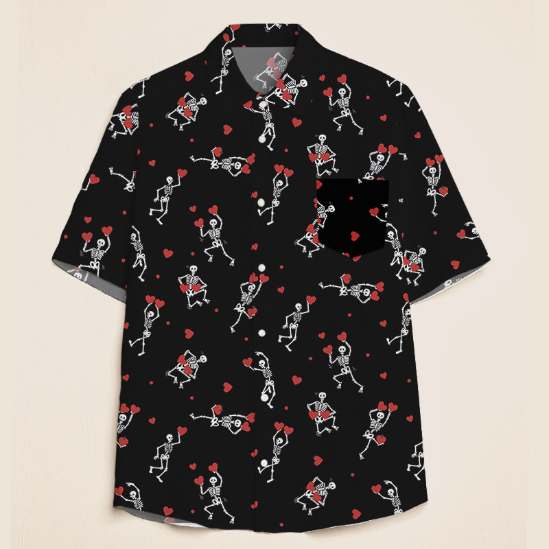 Skull Heart Valentines Teacher Short Sleeve Shirt