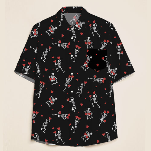 Skull Heart Valentines Teacher Short Sleeve Shirt