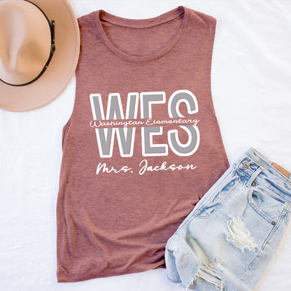Personalized School Name Abbreviation School Color Teacher Tank Top