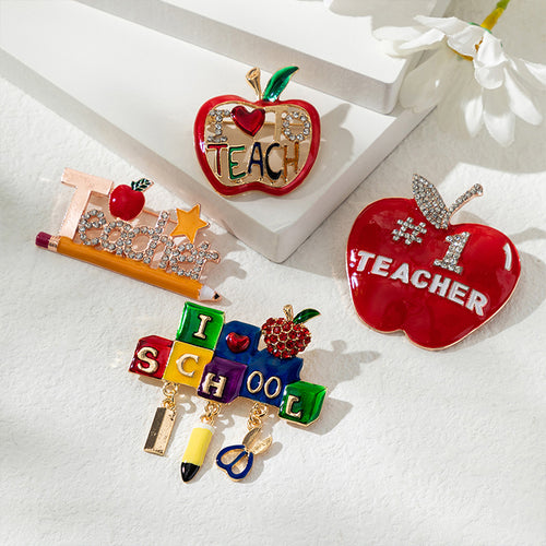 I Love School Apple Teacher Pin