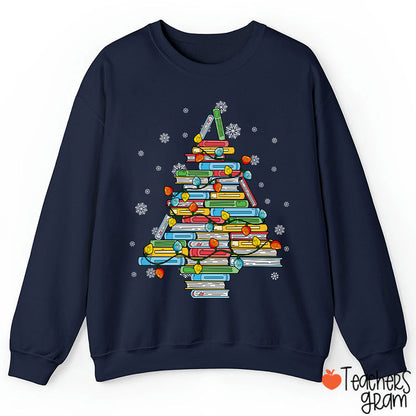 Christmas Books Tree Teacher Sweatshirt