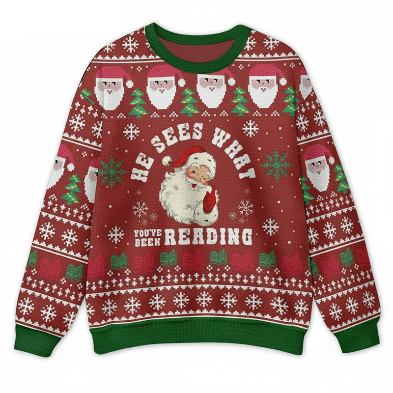 He Sees What You Reading Teacher Ugly Fluffy Sweatshirt
