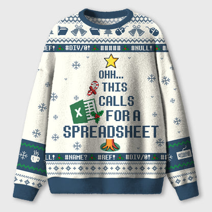 Personalized This Calls For A Spreadsheet Teacher Ugly Fluffy Sweatshirt