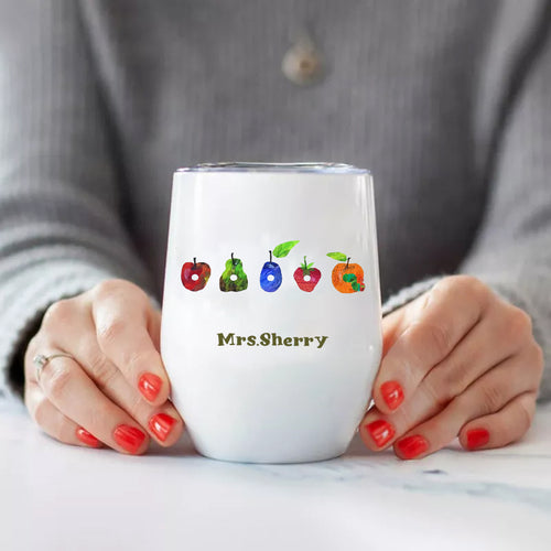 Personalized Fruits And Caterpillar Wine Tumbler