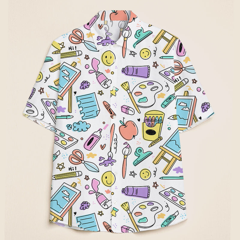 Wielding A Paintbrush My Big Artist Teacher Short Sleeve Shirt