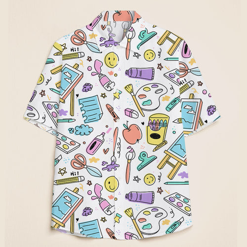 Wielding A Paintbrush My Big Artist Teacher Short Sleeve Shirt