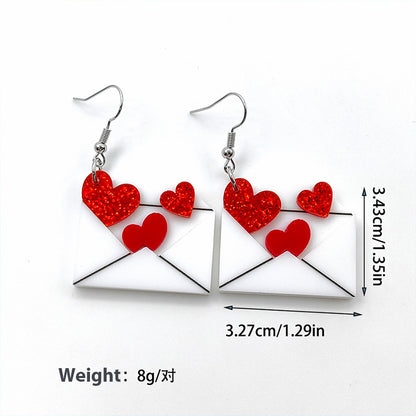 Heart Envelope Teacher Acrylic Earrings