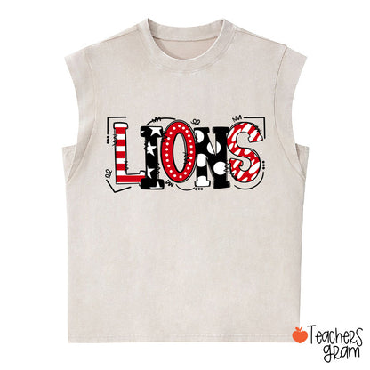 Personalized Mascot Cute Fonts Game Day Teacher Female Washed Tank Top
