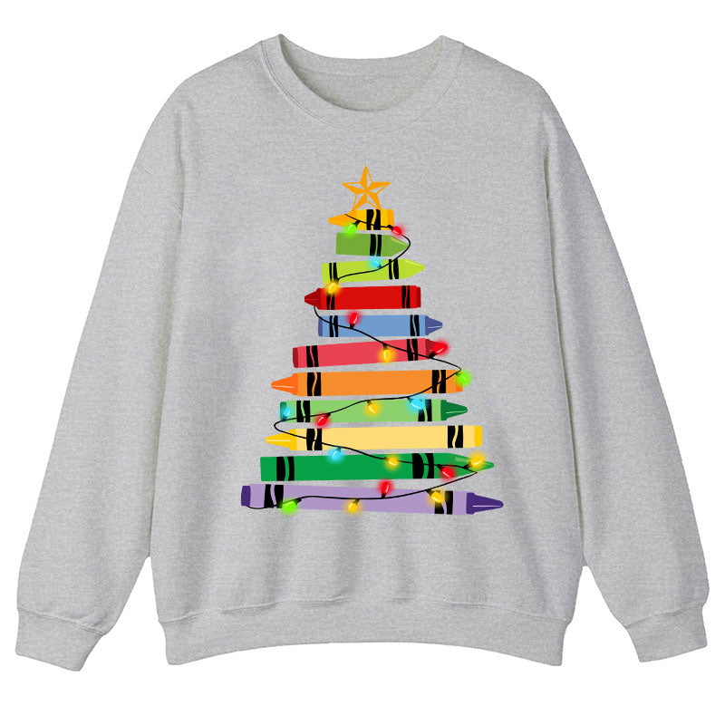 Crayons Tree Colored Ligths Teacher Sweatshirt