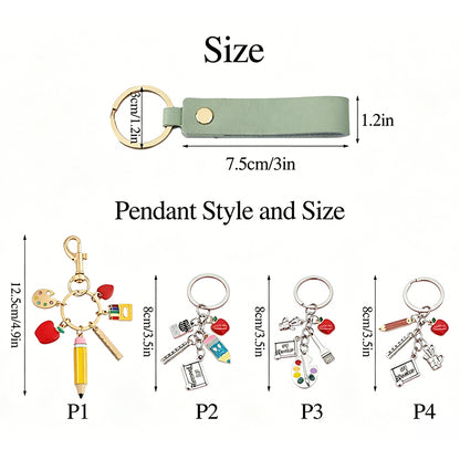 Personalized Name Graduation Gift Leather Teacher Keychain