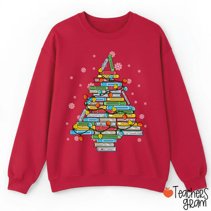 Christmas Books Tree Teacher Sweatshirt