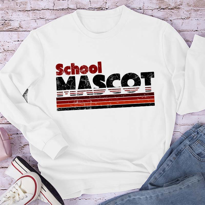 Personalized Mascot And School Name Contrast Color Line Design Teacher Long Sleeve T-Shirt