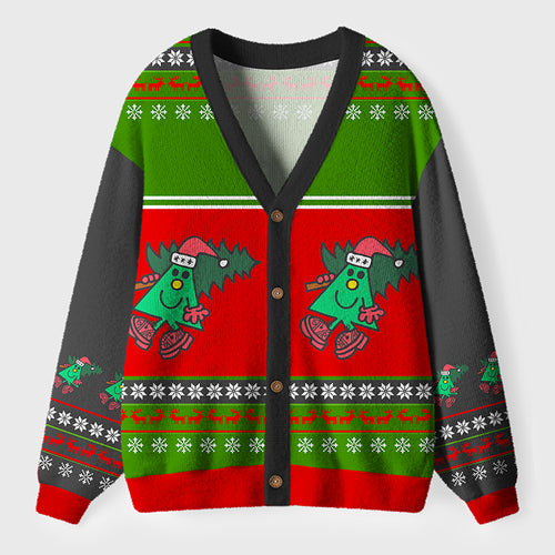 Green Miss Merry Christmas Teacher Ugly Cardigan Sweaters