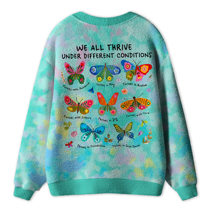 Personalized Name We All Thrive Under Different Conditions Teacher Ugly Cardigan Sweaters