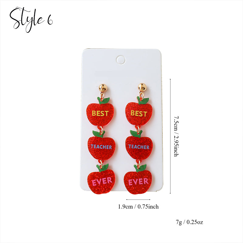Cute Teacher Stuff Teacher Acrylic Earrings