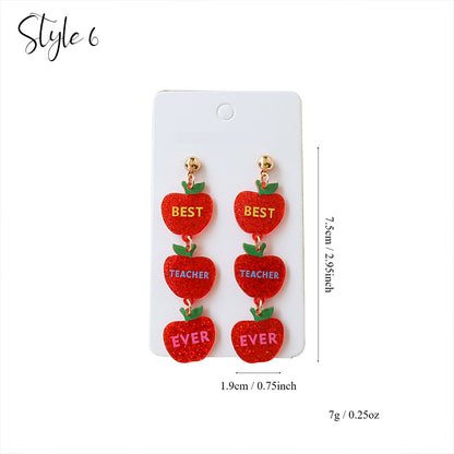 Cute Teacher Stuff Teacher Acrylic Earrings
