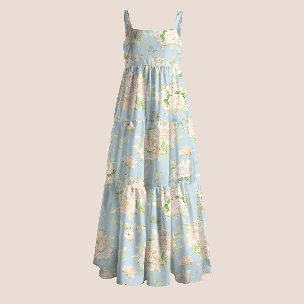 Light Blue Watercolor Floral Teacher Slip Dress